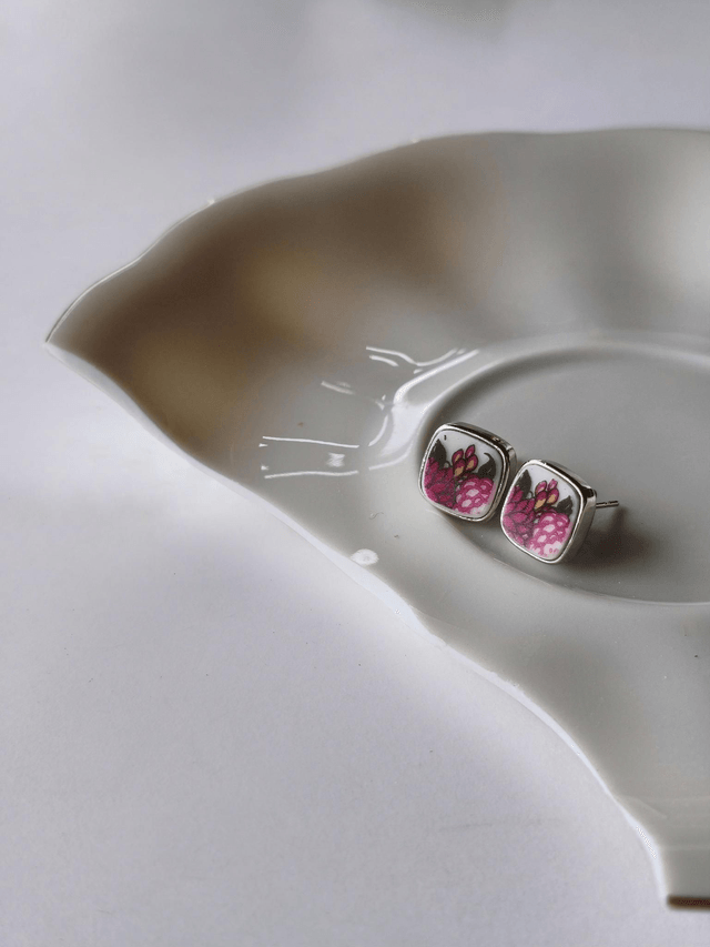 Boucles d'oreilles carrées - porcelaine - Limoges - no.1