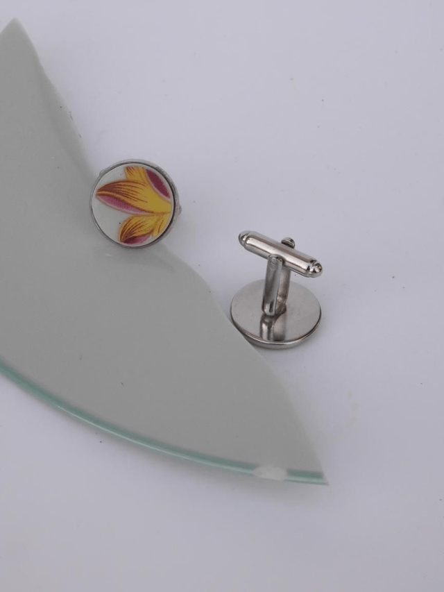 Boutons de manchette - porcelaine Charles Field Haviland - modèle Lotus no.4