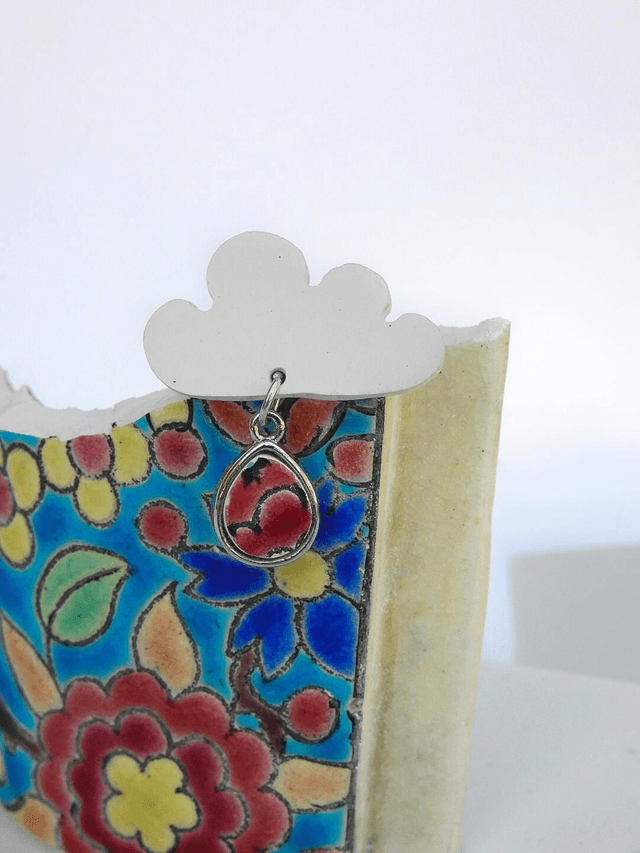 Broche nuage - faience - Gien et Emaux de Longwy no.1