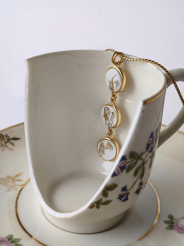 Pendentif triple - porcelaine - William Guerin Limoges - no.2