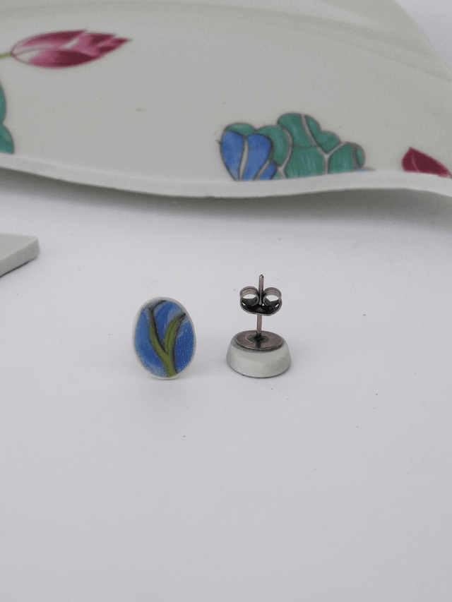 Boucles d'oreilles - porcelaine Charles Field Haviland - modèle Lotus no.4