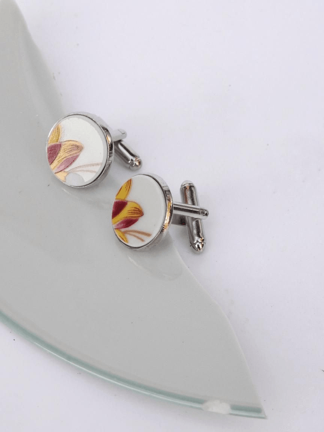 Boutons de manchette - porcelaine Charles Field Haviland - modèle Lotus no.1