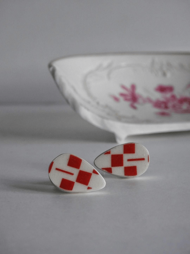 Boucles d'oreilles gouttes - porcelaine