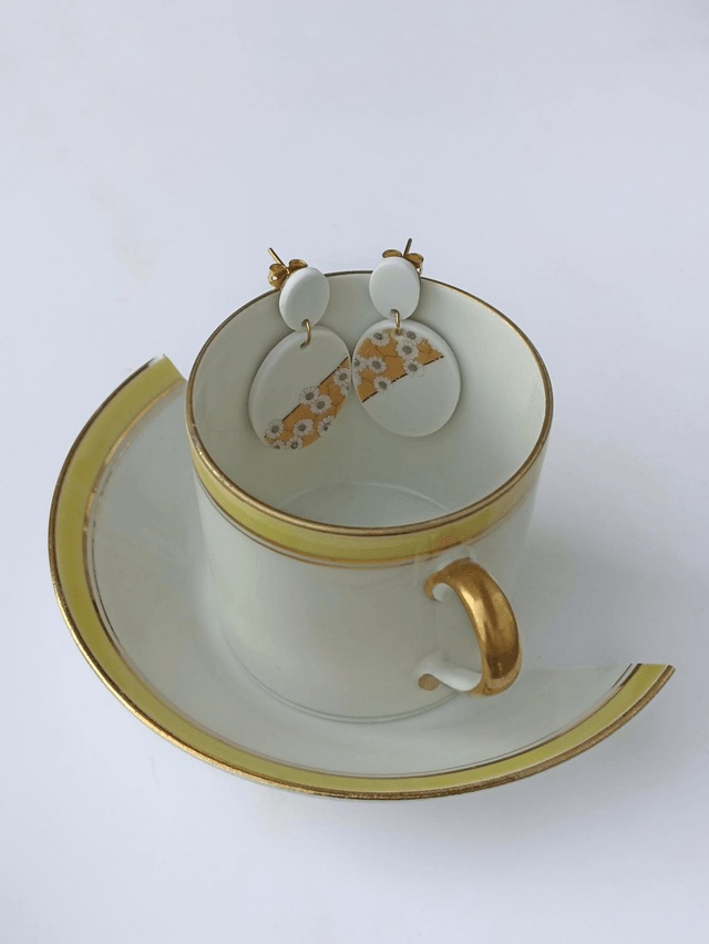 Boucles d'oreilles pendantes - porcelaine Limoges - no.3