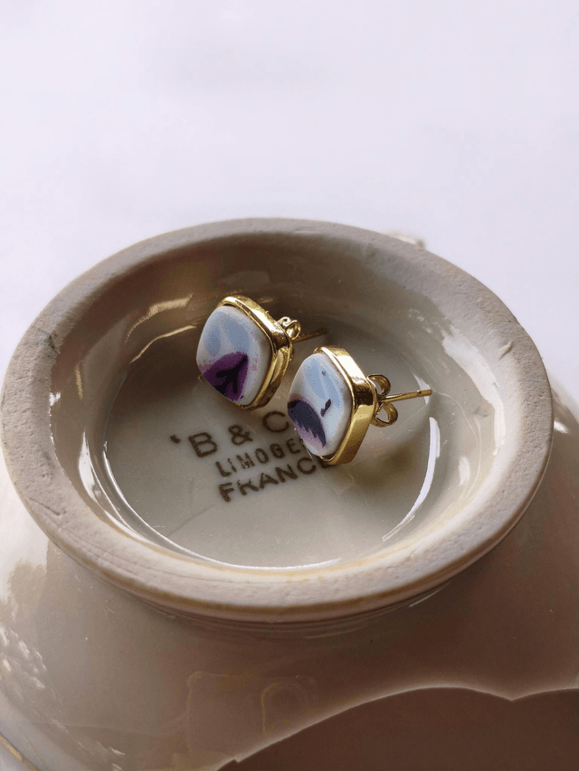 Boucles d'oreilles carrées - porcelaine - Bernardaud Limoges - no.1