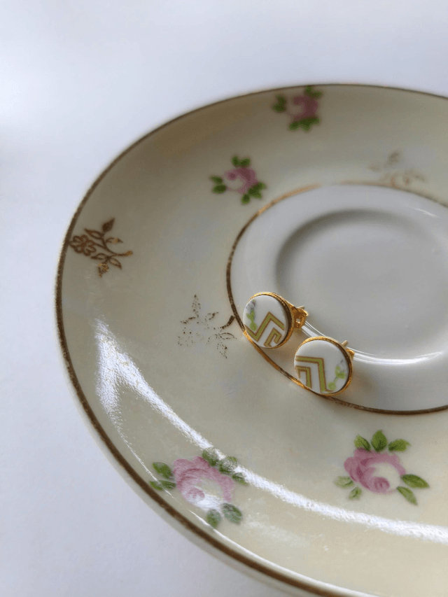Boucles d'oreilles simples - porcelaine Limoges - no.3