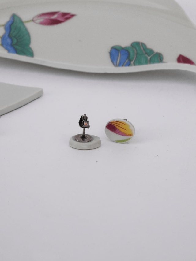 Boucles d'oreilles - porcelaine Charles Field Haviland - modèle Lotus no.5