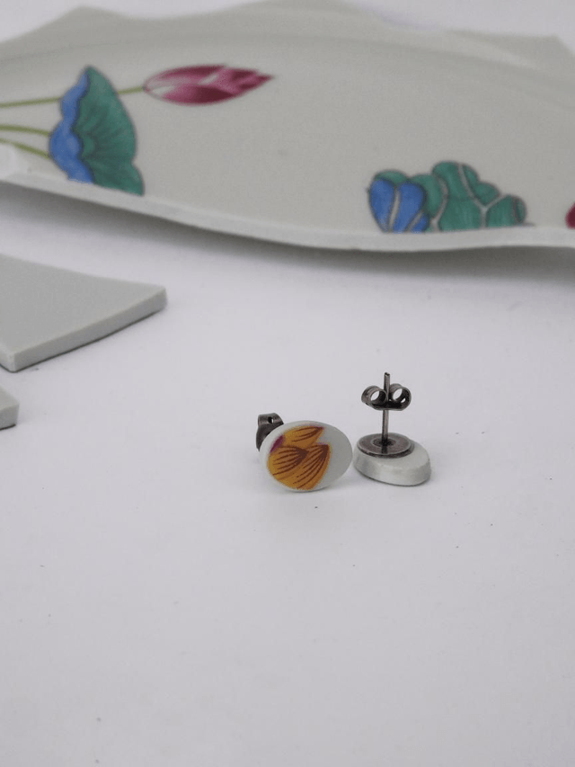 Boucles d'oreilles - porcelaine Charles Field Haviland - modèle Lotus no.8