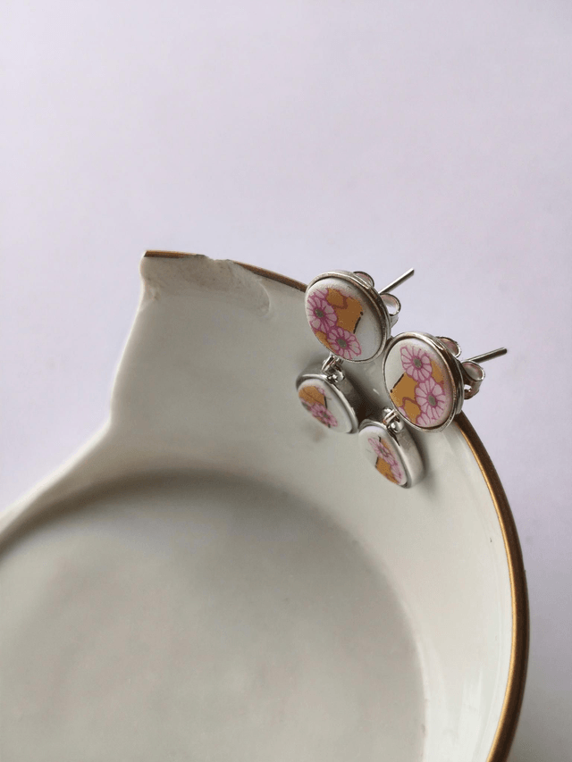 Boucles d'oreilles pendantes - porcelaine - Limoges - no.1