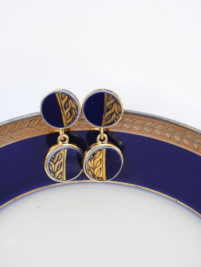 Boucles d'oreilles pendantes - porcelaine Limoges - Delinières no.1