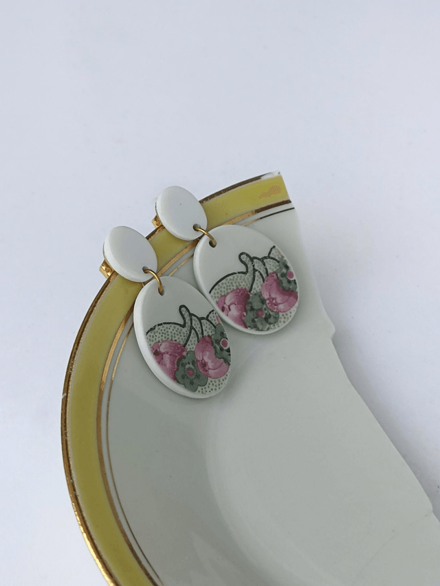 Boucles d'oreilles pendantes - porcelaine Limoges - no.4