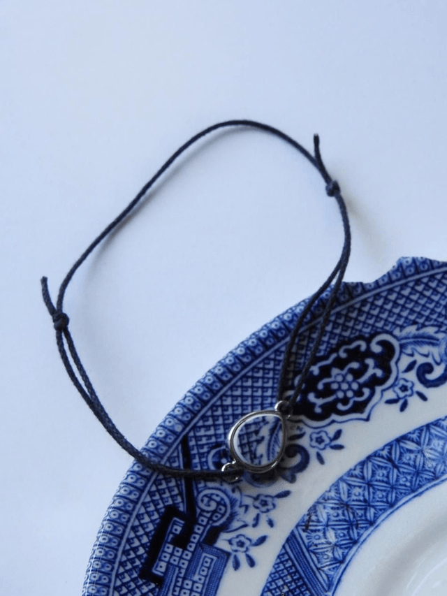 Bracelet cordon simple - porcelaine - Blue Willow no.1