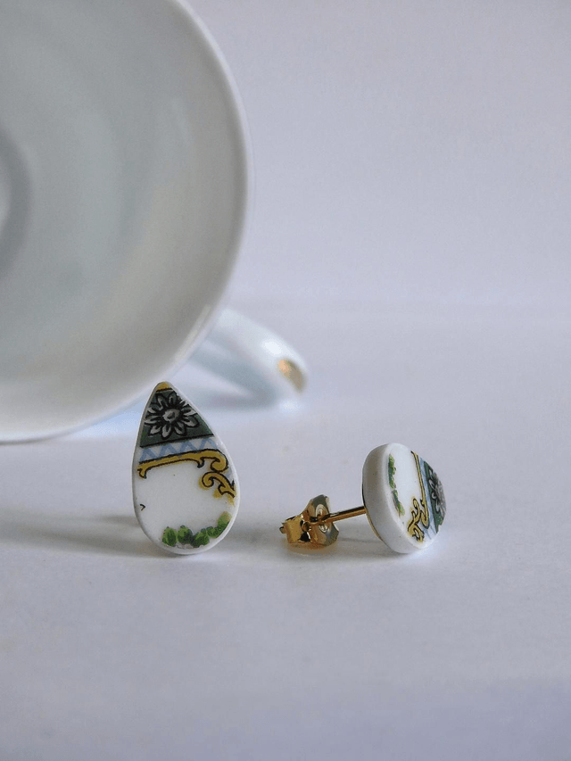 Boucles d'oreilles gouttes - porcelaine de Limoges no.2