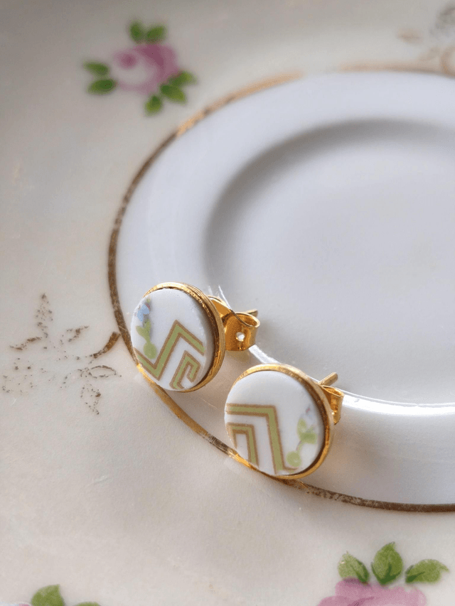 Boucles d'oreilles simples - porcelaine Limoges - no.3