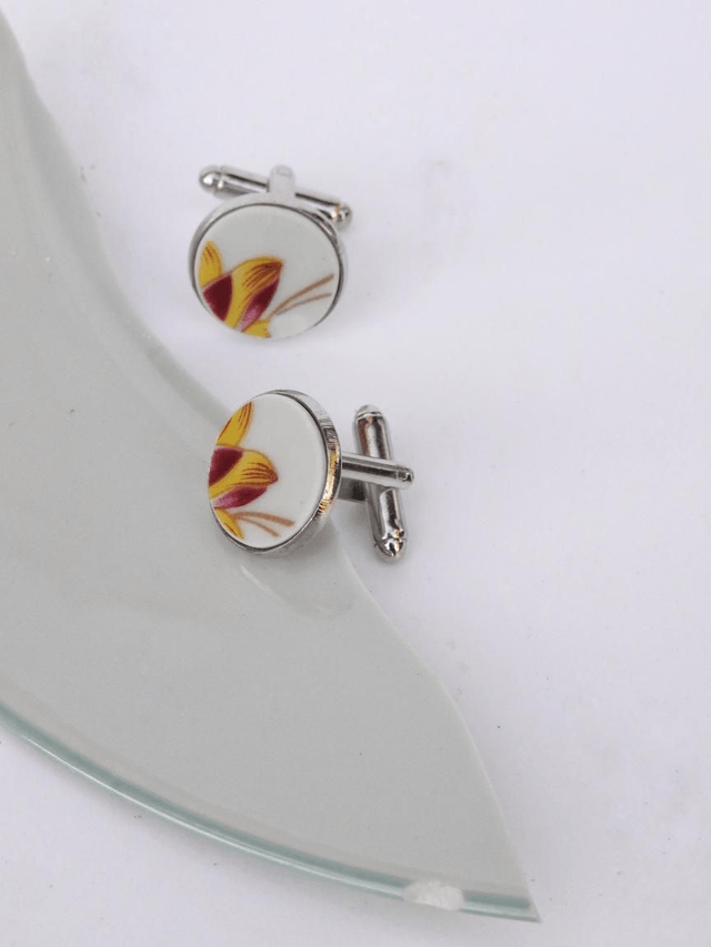 Boutons de manchette - porcelaine Charles Field Haviland - modèle Lotus no.1