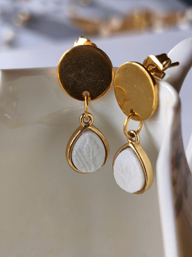 Boucles d'oreilles pendantes - porcelaine allemande - KPM Berlin - no.1