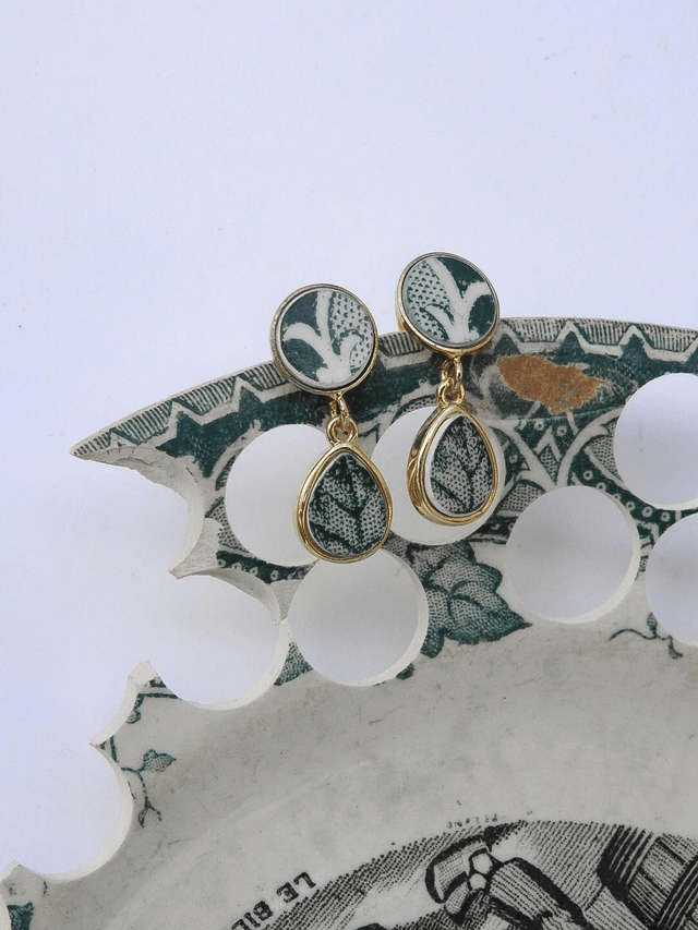 Boucles d'oreilles pendantes - faïence Lunéville Saint-Clément no.1