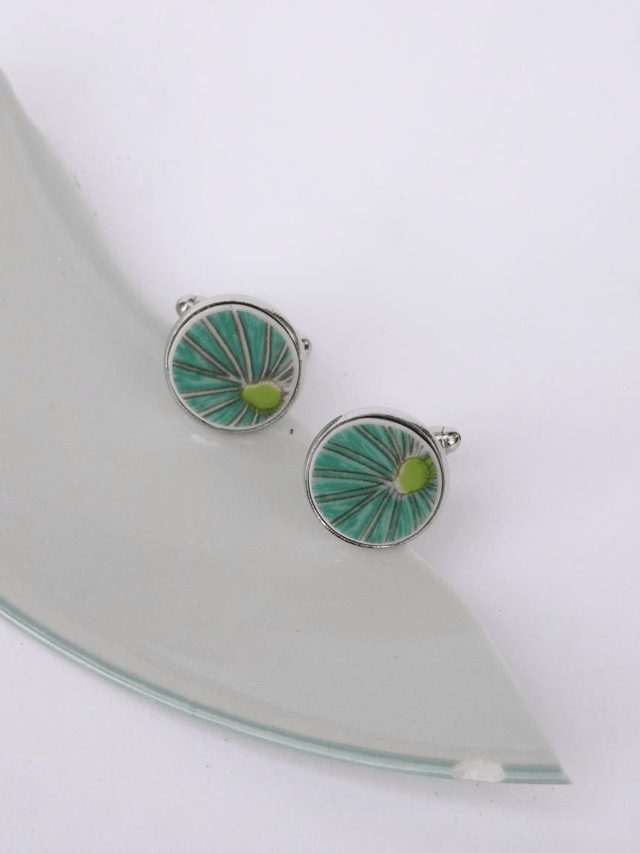 Boutons de manchette - porcelaine Charles Field Haviland - modèle Lotus no.2
