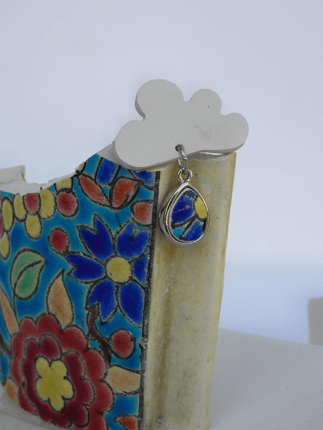 Broche nuage - faience - Gien et Emaux de Longwy no.3