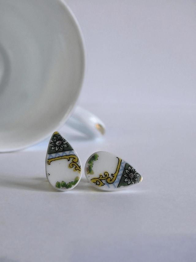 Boucles d'oreilles gouttes - porcelaine de Limoges no.2