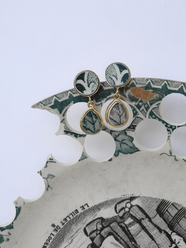 Boucles d'oreilles pendantes - faïence Lunéville Saint-Clément no.1