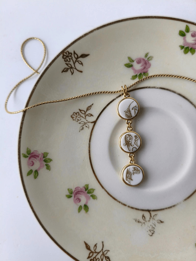 Pendentif triple - porcelaine - William Guerin Limoges - no.2