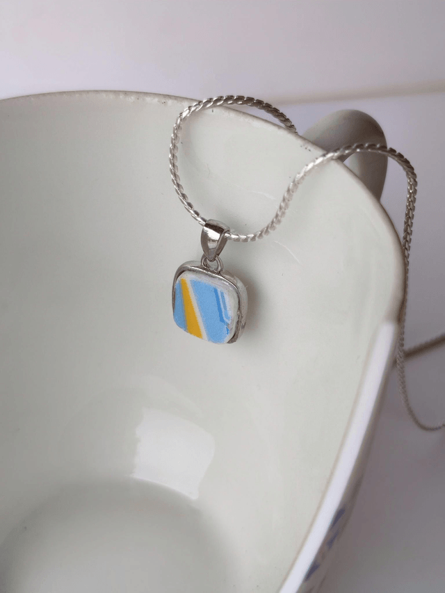 Pendentif carré - porcelaine - Mavaleix Limoges