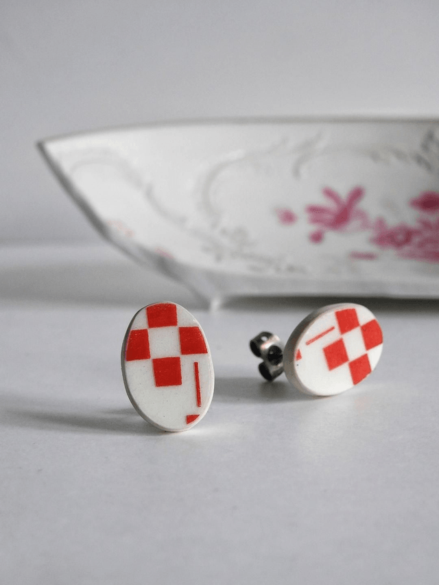 Boucles d'oreilles ovales - porcelaine