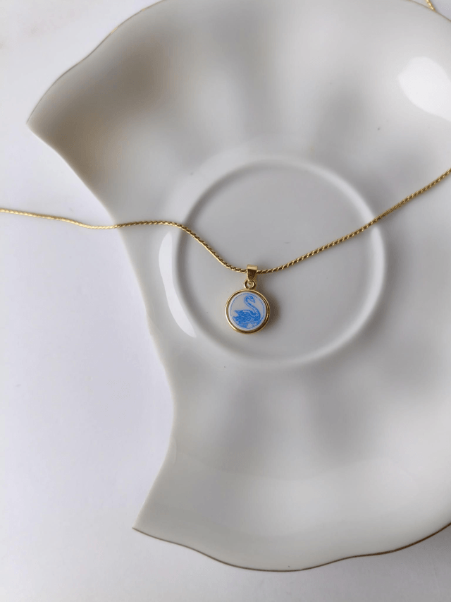 Pendentif rond - porcelaine - Raynaud Limoges - no.1