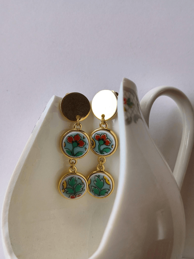 Boucles d'oreilles pendantes - porcelaine Limoges - Haviland - no.2