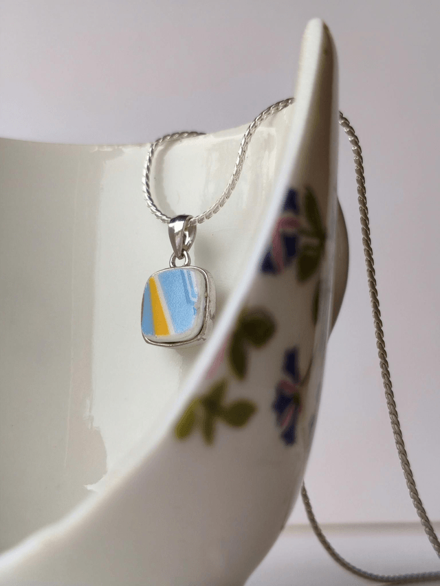 Pendentif carré - porcelaine - Mavaleix Limoges