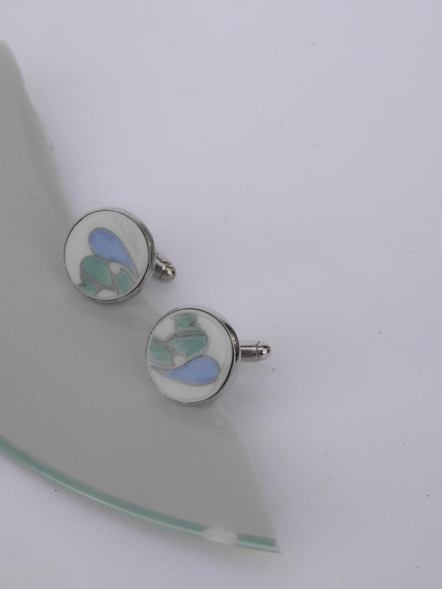 Boutons de manchette - porcelaine Charles Field Haviland - modèle Lotus no.3