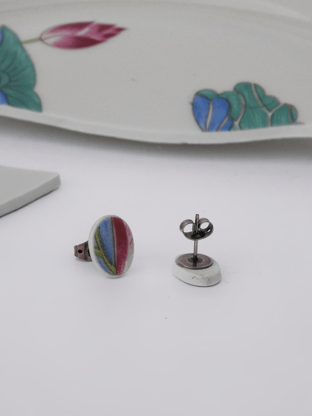 Boucles d'oreilles - porcelaine Charles Field Haviland - modèle Lotus no.7