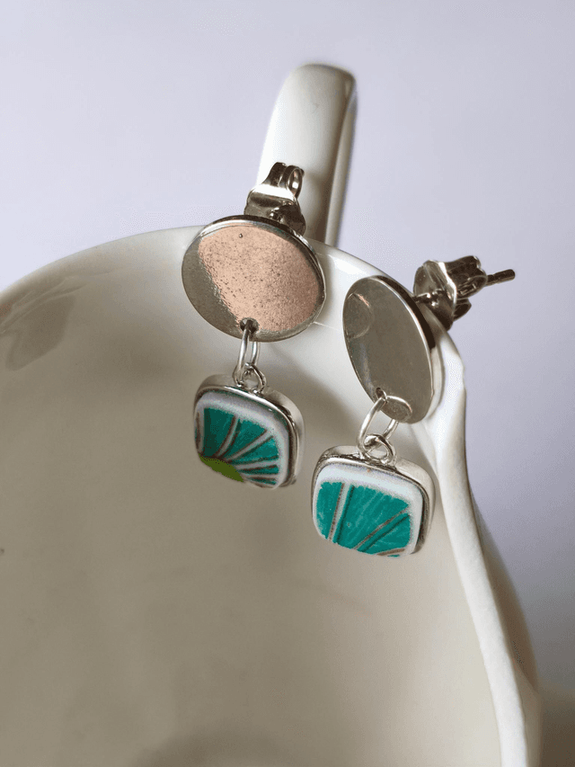Boucles d&#039;oreilles pendantes - porcelaine - Charles Field Haviland - no.1