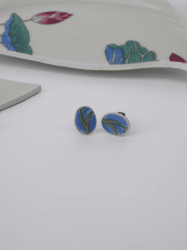 Boucles d&#039;oreilles - porcelaine Charles Field Haviland - modèle Lotus no.4