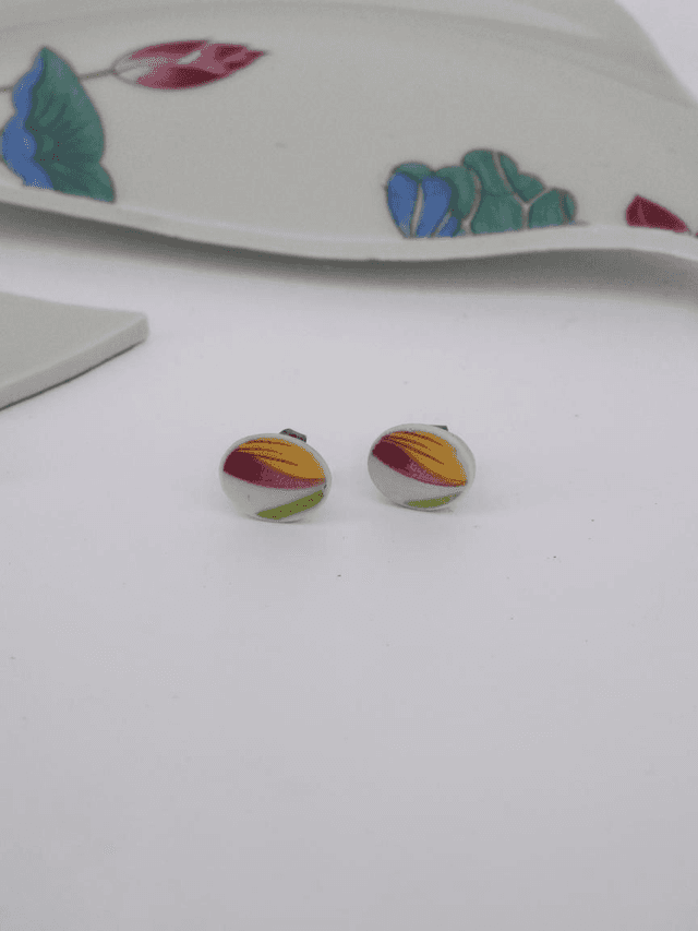 Boucles d&#039;oreilles - porcelaine Charles Field Haviland - modèle Lotus no.5
