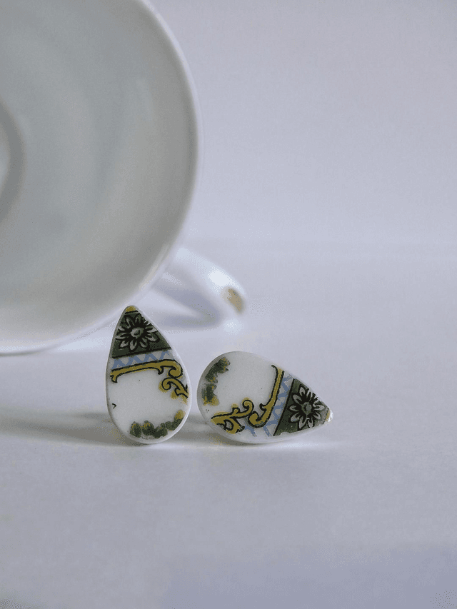 Boucles d&#039;oreilles gouttes - porcelaine de Limoges no.2