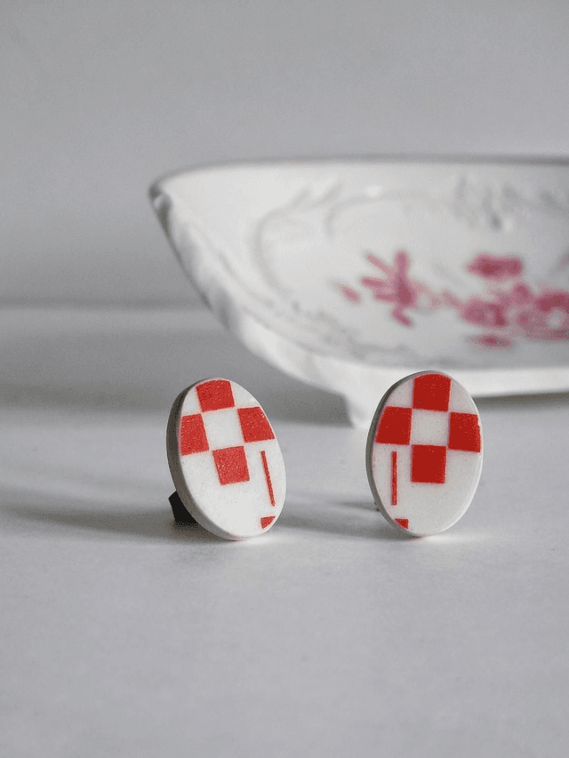 Boucles d&#039;oreilles ovales - porcelaine